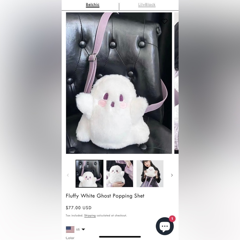 Plush Fuzzy Ghost Backpack/ Handbag Halloween - Picture 8 of 8